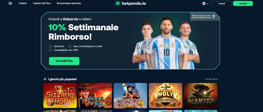 Homepage di Betpanda