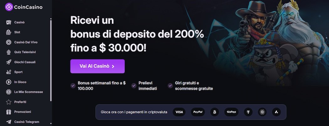 Homepage di CoinCasino